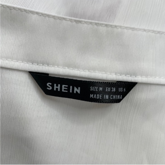 SHEIN White Sheer Long Shirt Tunic Mini Dress Swim Cover Up Size Medium Beach - Picture 6 of 7